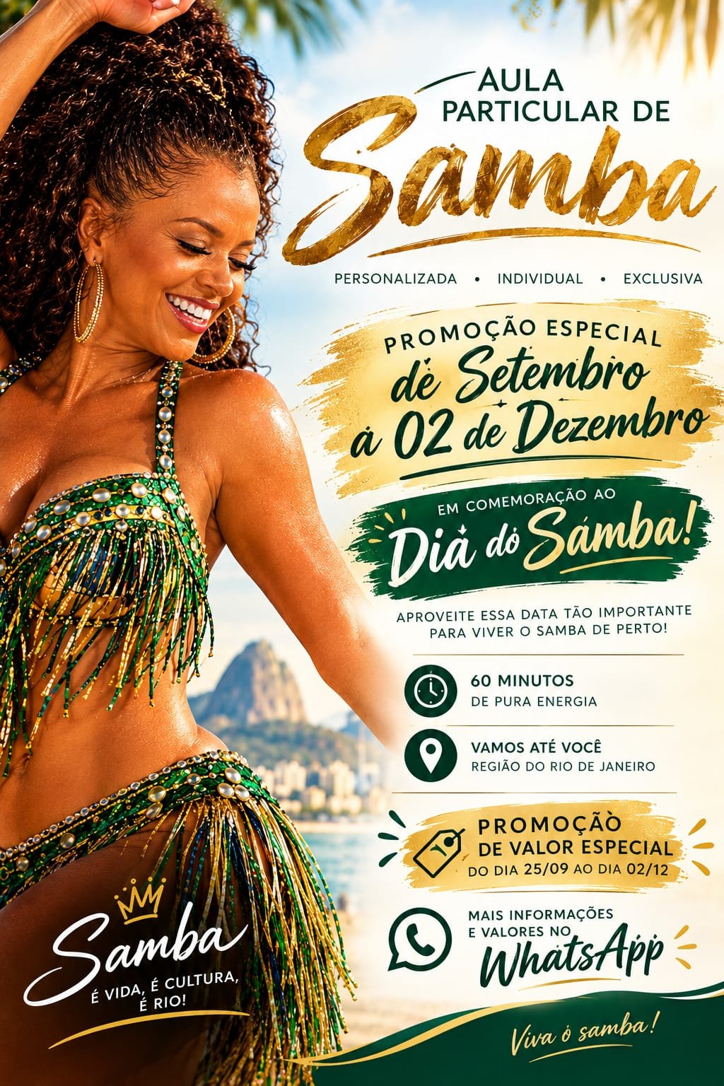 Aula particular de samba em comemoração ao Dia do Samba, no Rio de Janeiro